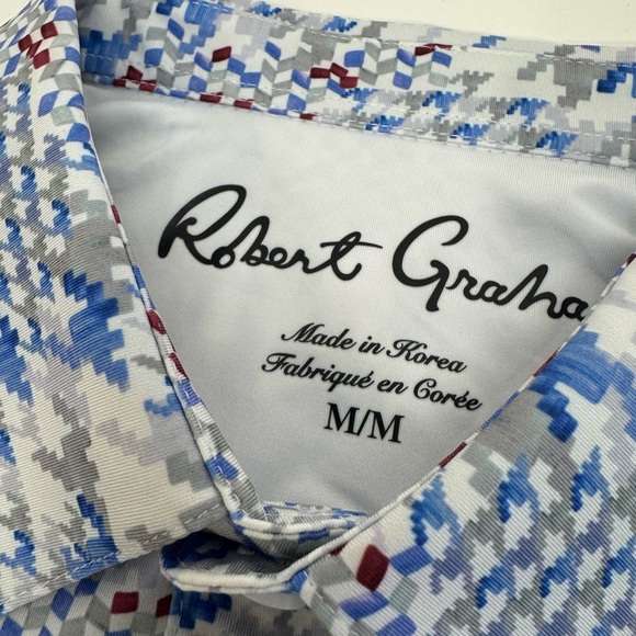 NWT Robert Graham Clubhouse Basel Geometric Performance Golf Polo MEDIUM $128 - Picture 8 of 12